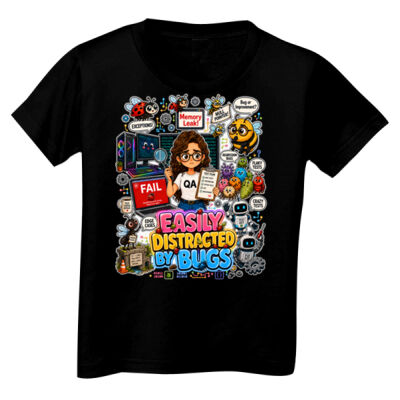 Easily Distracted by Bugs T-Shirt | Bug Geek Illustration, Cute Insect Sticker Collage for QA, Tester, Test Analyst, Testing Thumbnail