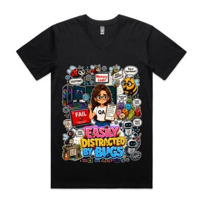 Easily Distracted by Bugs T-Shirt | Bug Geek Illustration, Cute Insect Sticker Collage for QA, Tester, Test Analyst, Testing Thumbnail