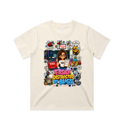 Easily Distracted by Bugs T-Shirt | Bug Geek Illustration, Cute Insect Sticker Collage for QA, Tester, Test Analyst, Testing Thumbnail