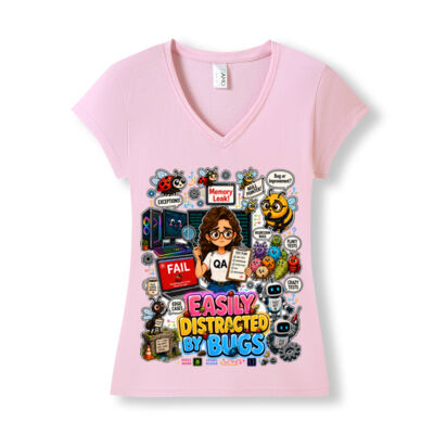 Easily Distracted by Bugs T-Shirt | Bug Geek Illustration, Cute Insect Sticker Collage for QA, Tester, Test Analyst, Testing Thumbnail