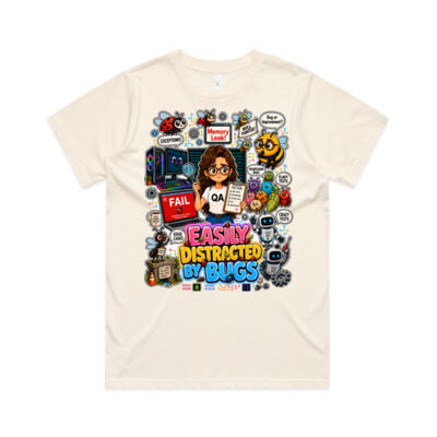Easily Distracted by Bugs T-Shirt | Bug Geek Illustration, Cute Insect Sticker Collage for QA, Tester, Test Analyst, Testing Thumbnail
