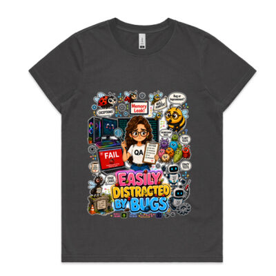 Easily Distracted by Bugs T-Shirt | Bug Geek Illustration, Cute Insect Sticker Collage for QA, Tester, Test Analyst, Testing Thumbnail