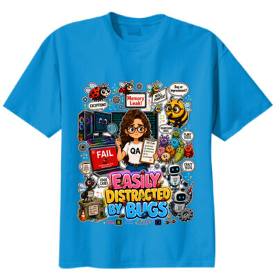 Easily Distracted by Bugs T-Shirt | Bug Geek Illustration, Cute Insect Sticker Collage for QA, Tester, Test Analyst, Testing Thumbnail