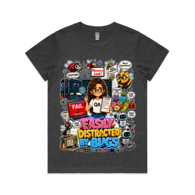 Easily Distracted by Bugs T-Shirt | Bug Geek Illustration, Cute Insect Sticker Collage for QA, Tester, Test Analyst, Testing Thumbnail