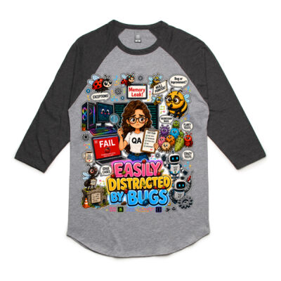 Easily Distracted by Bugs T-Shirt | Bug Geek Illustration, Cute Insect Sticker Collage for QA, Tester, Test Analyst, Testing Thumbnail